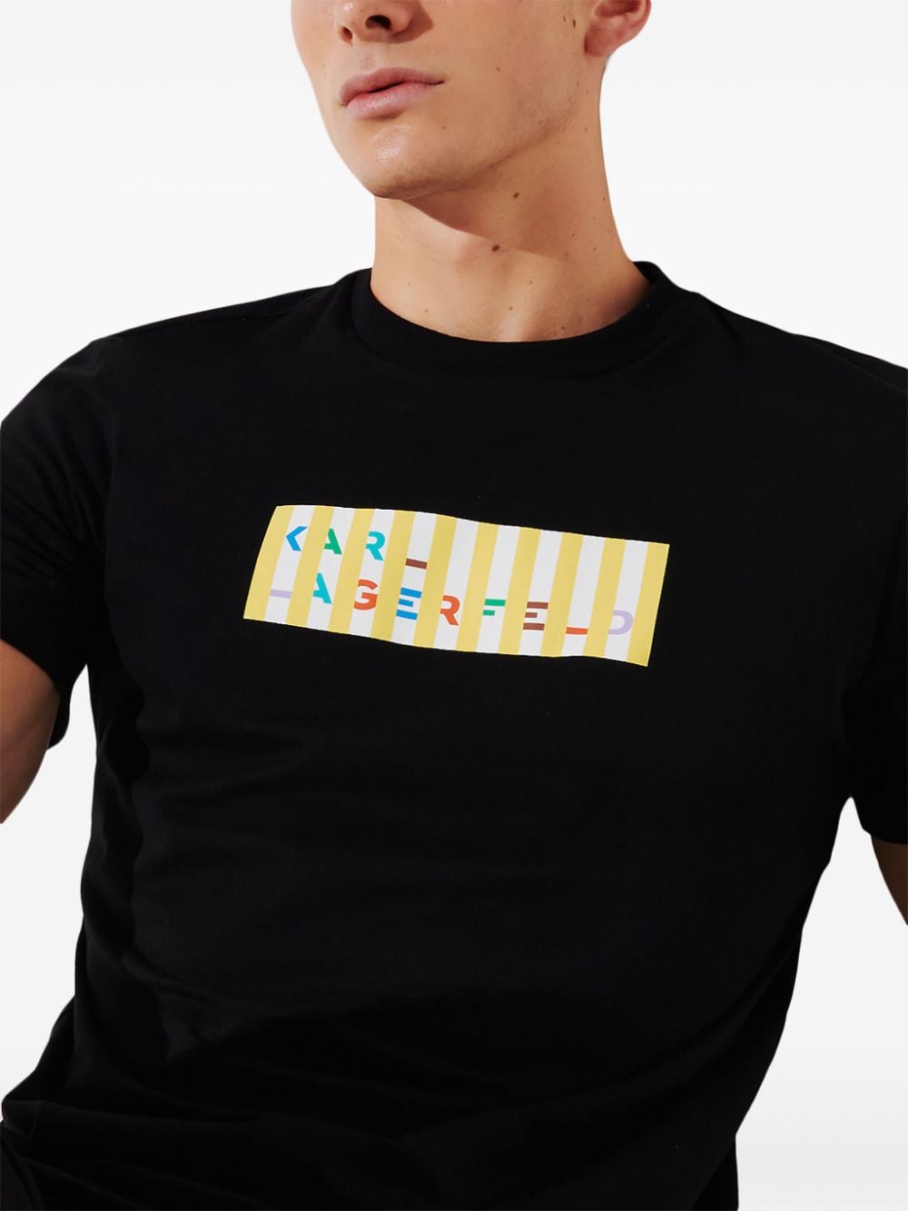 Karl Lagerfeld T-shirt met logoprint van biologisch katoen Zwart