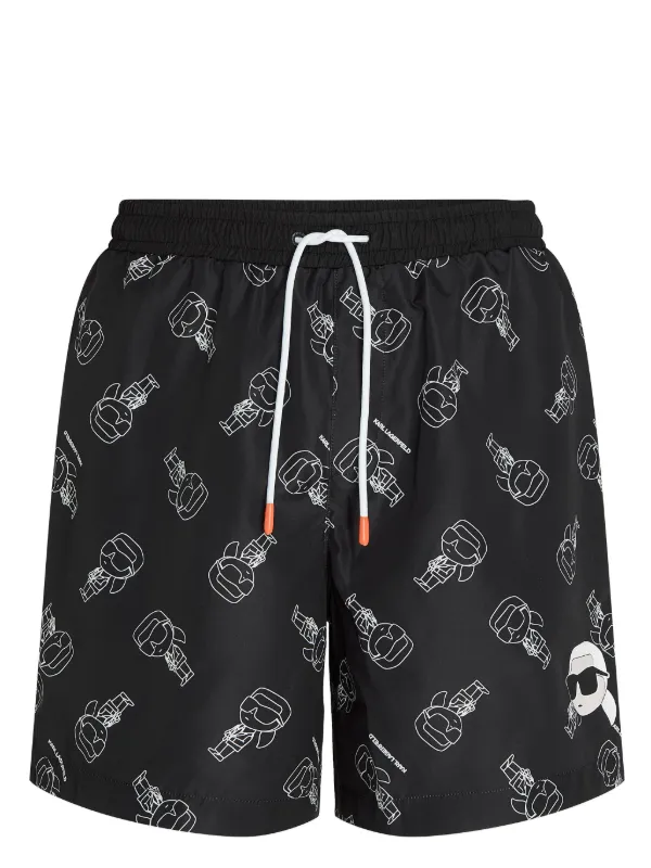 Karl Lagerfeld Ikon logo print Swim Shorts Black FARFETCH