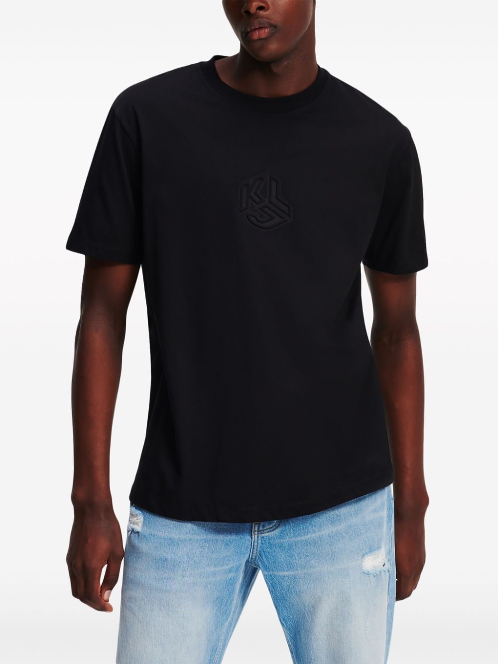 Karl Lagerfeld Jeans T-shirt met monogram-applicatie Zwart