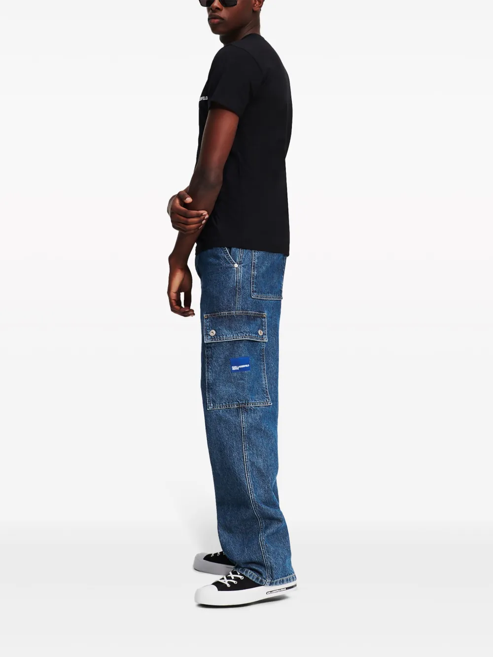 Karl Lagerfeld Jeans Cargo jeans met wijde pijpen Blauw