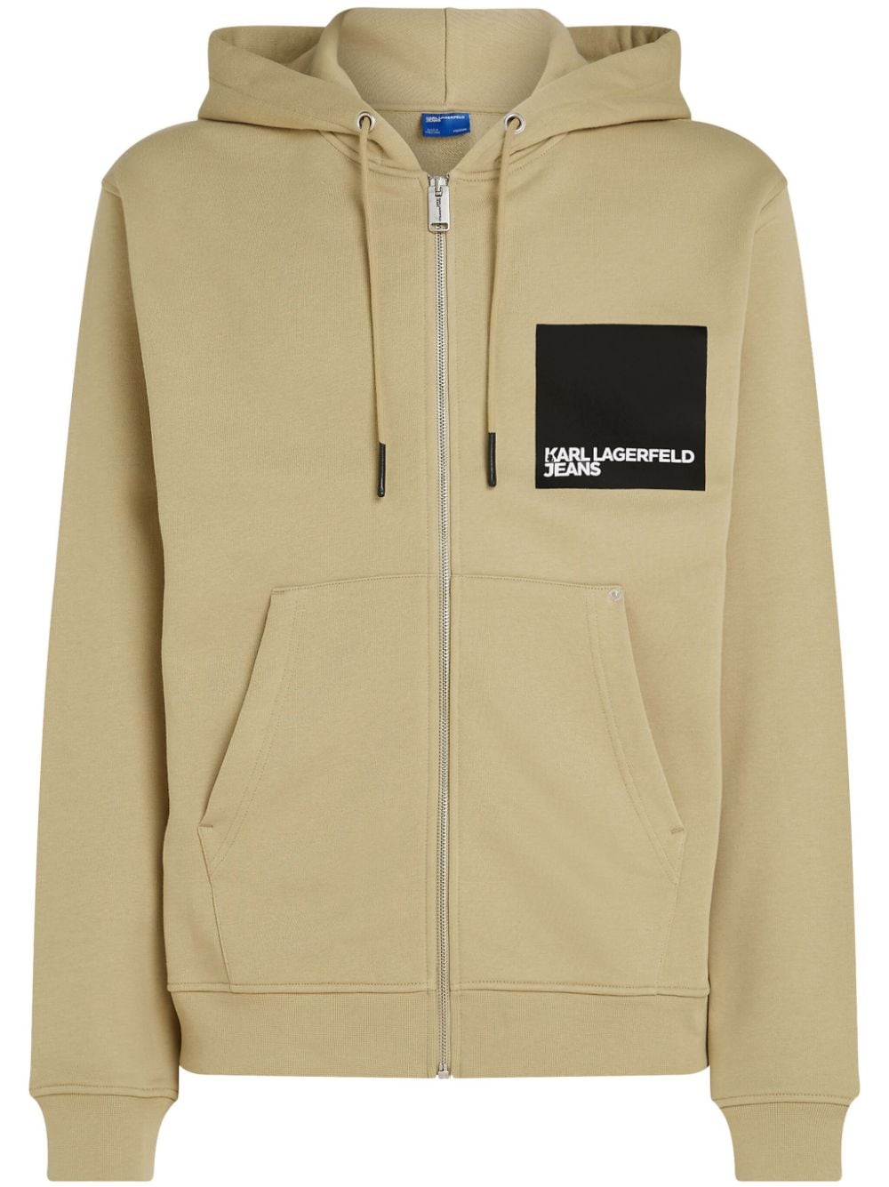 Karl Lagerfeld Jeans Logo-print Zip-up Hoodie In Neutrals