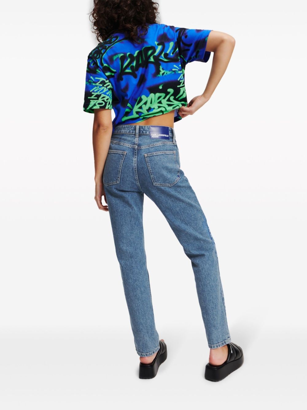 Shop Karl Lagerfeld Jeans High-rise Tapered-leg Jeans In Blue