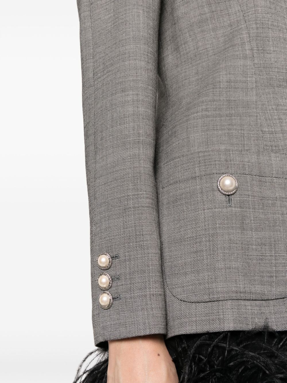 Shop Alessandra Rich Double-breasted Wool Blazer In Grey