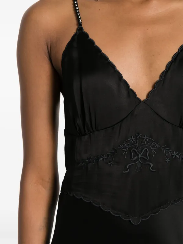 TWINSET embroidered bodice Satin Maxi Dress Black FARFETCH AE