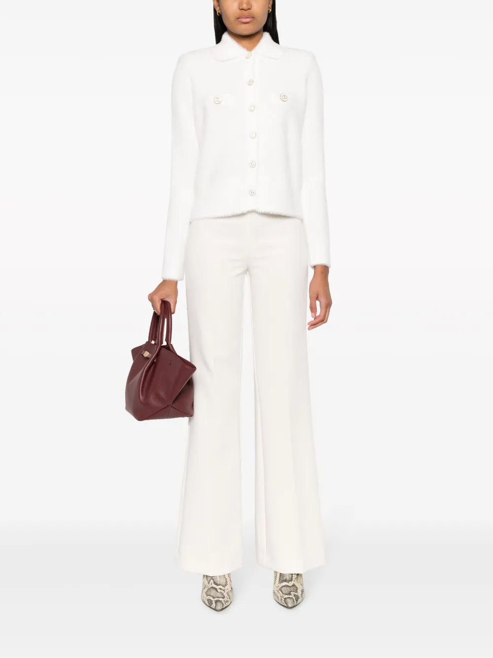 TWINSET Oval-T chain wide-leg trousers - Wit
