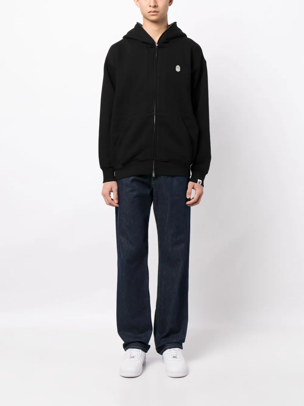 A BATHING APE® logo-patch zip-up hoodie - Zwart