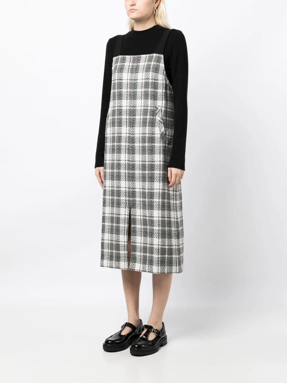 Shop B+ab Checked Midi Dress In White