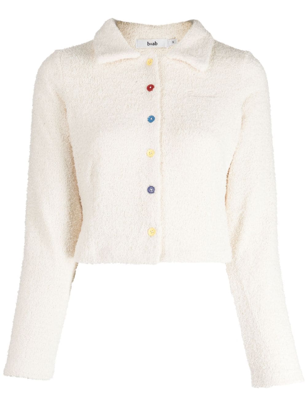 b+ab logo-embroidered terry-cloth cropped cardigan - Neutrals