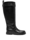 Tory Burch Double T leather knee boots - Black