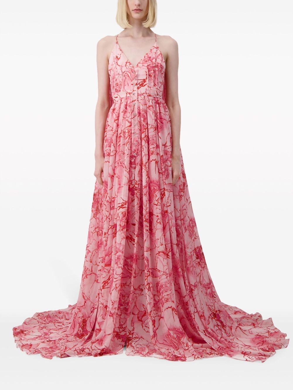 Shop Giambattista Valli Floral-print Georgette Gown In Pink