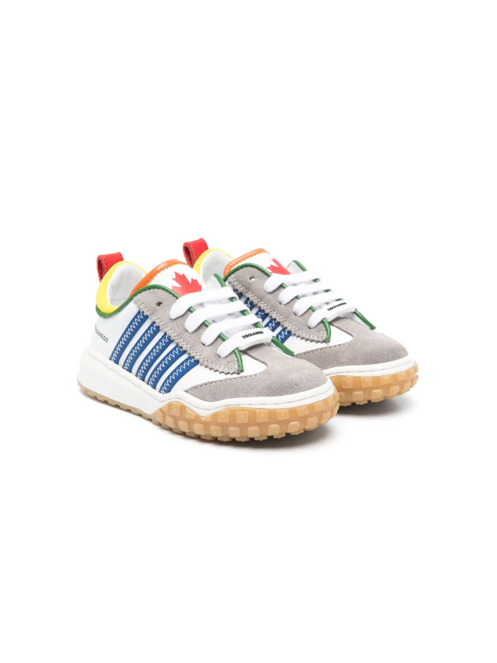 Dsquared2 Kids contrast-trim panelled leather sneakers White