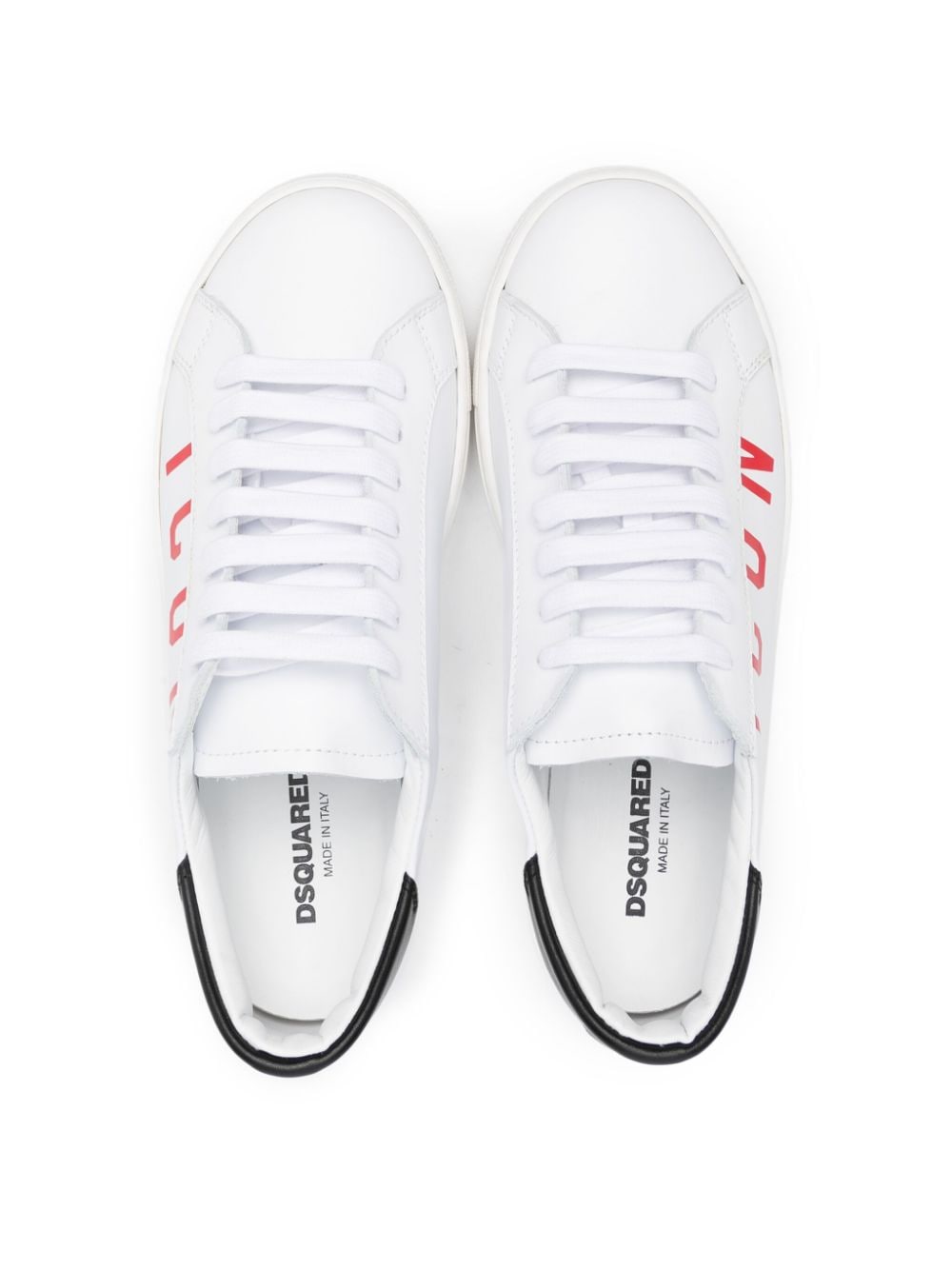 Shop Dsquared2 Icon-print Leather Sneakers In White