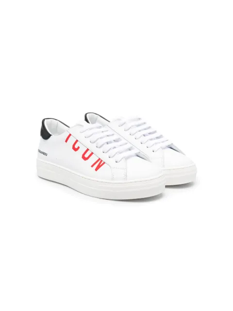DSQUARED2 KIDS Icon-print leather sneakers