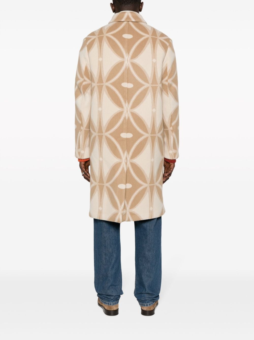 Shop Etro Geometric-pattern Wool Coat In Brown