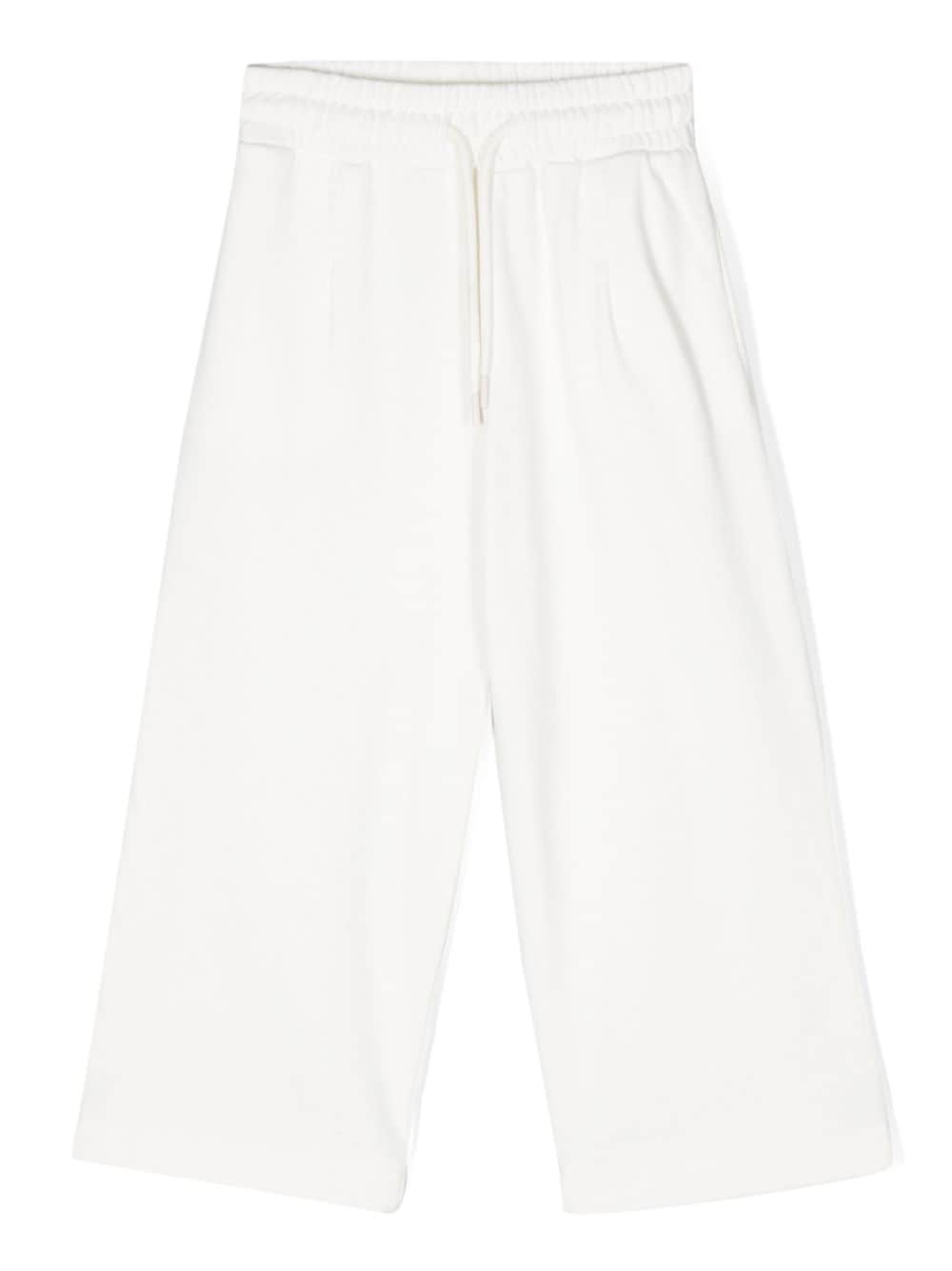 Msgm Kids' Logo-patch Cotton Track Pants In White
