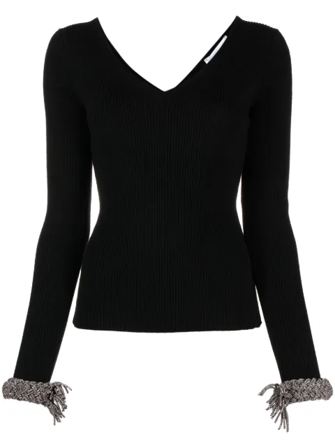 Giuseppe Di Morabito braided-cuffs ribbed-knit top