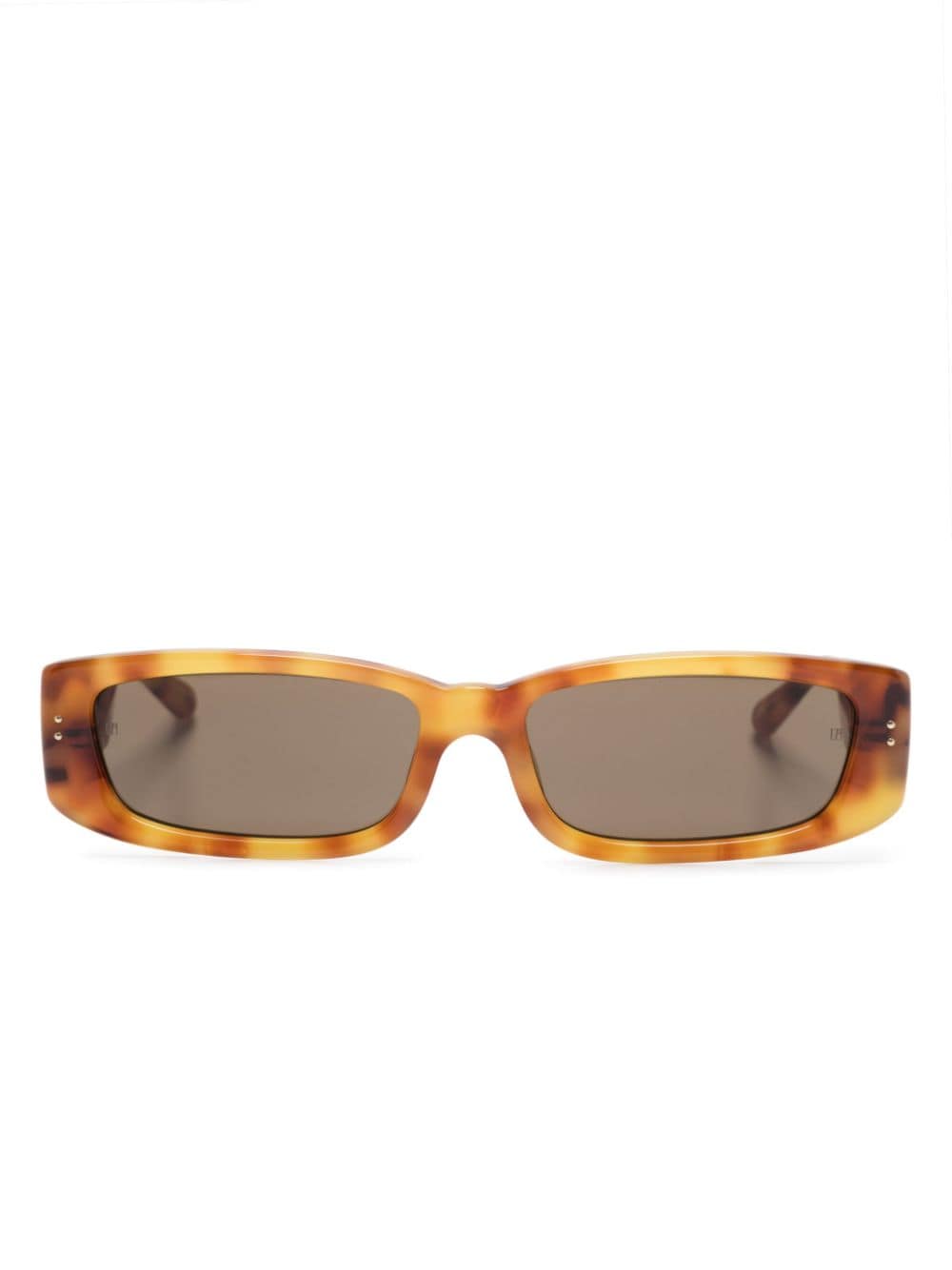 Shop Linda Farrow Talita Rectangle-frame Tortoiseshell-effect Sunglasses In Brown