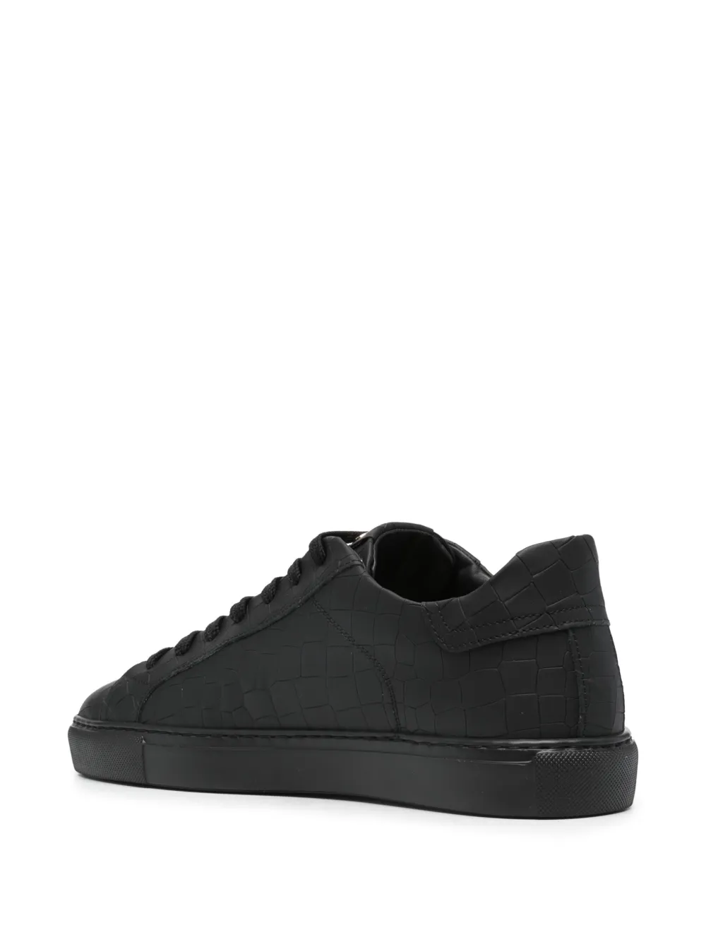 Hide & Jack Essence Crocodile-embossed Leather Sneakers In Black