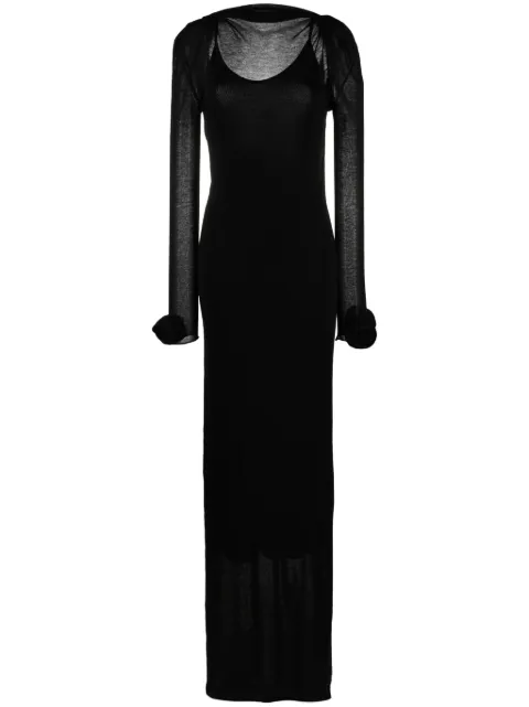 Blumarine floral-appliqué backless maxi dress