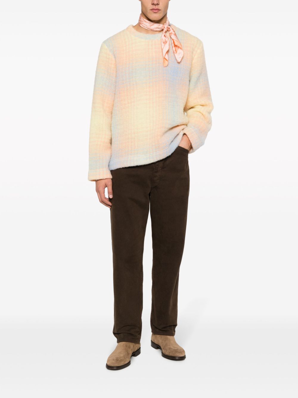 Séfr Florence faded check-pattern jumper - Geel