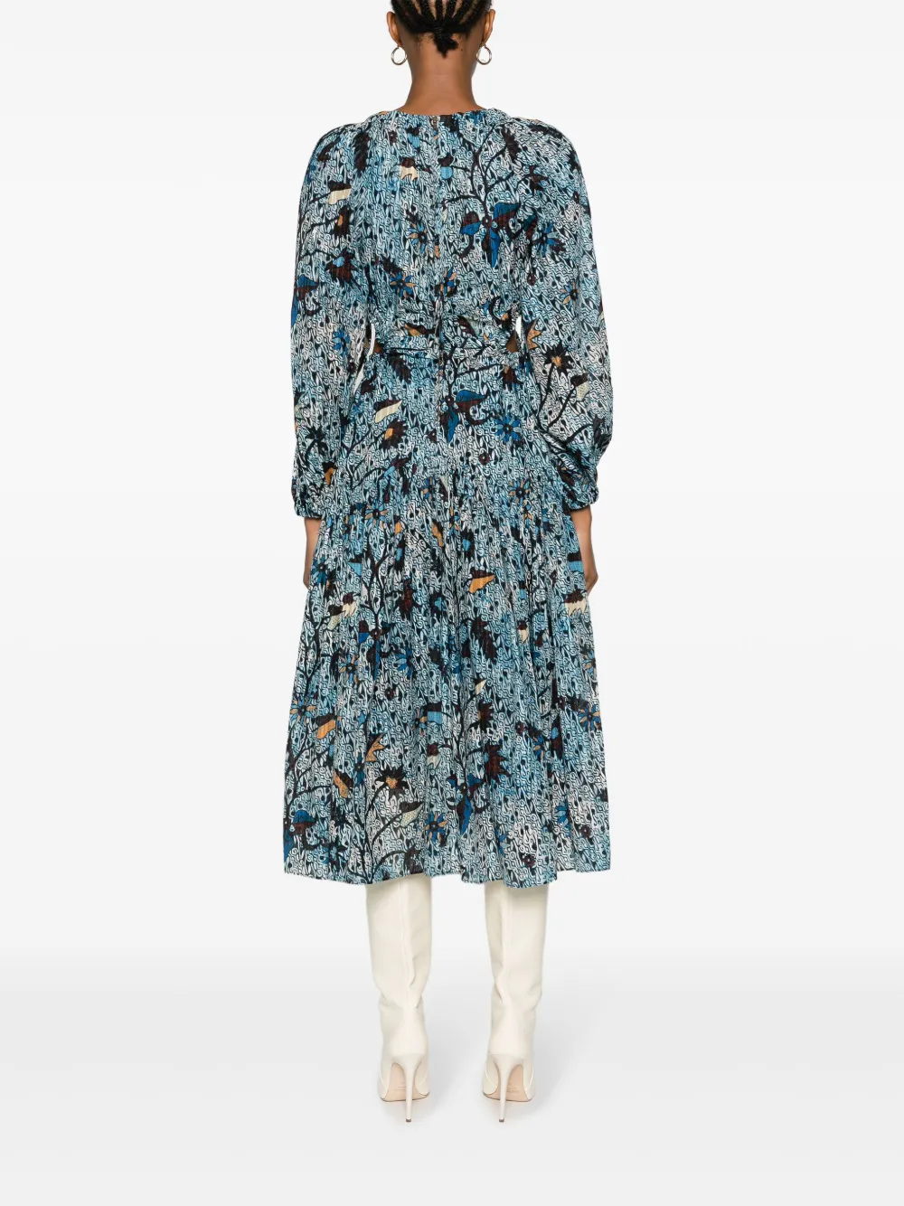 Ulla Johnson Helia Batik Cut-out Midi Dress In Blue