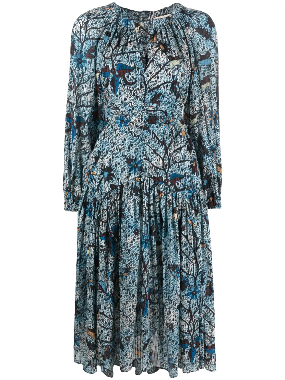 Ulla Johnson Helia Batik Cut-out Midi Dress In Blue
