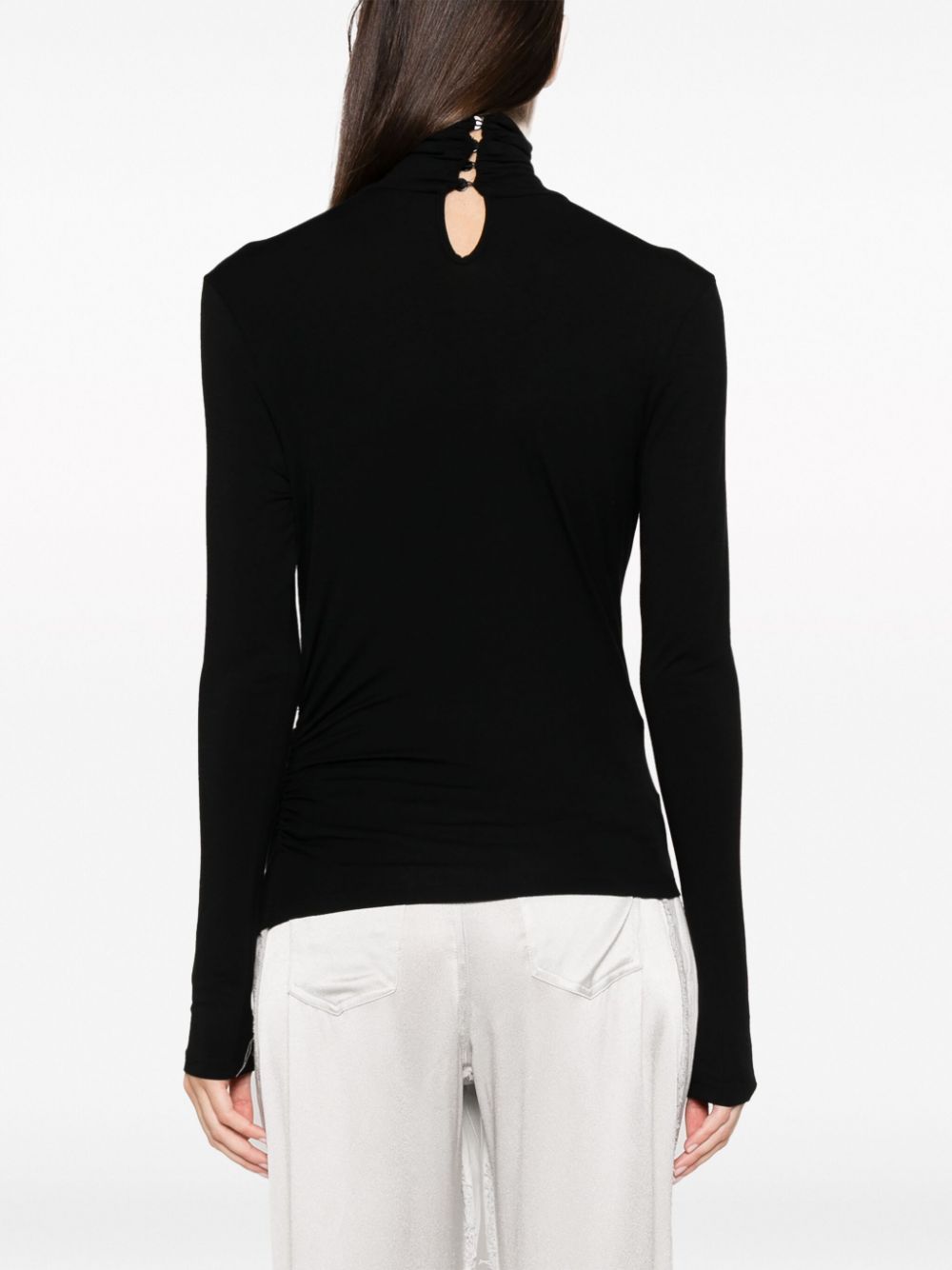 Shop Blumarine High-neck Draped Top In Black