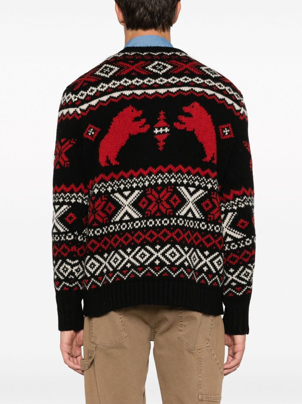 Shop Polo Ralph Lauren Polar Bear Fair-isle Wool Jumper In Black