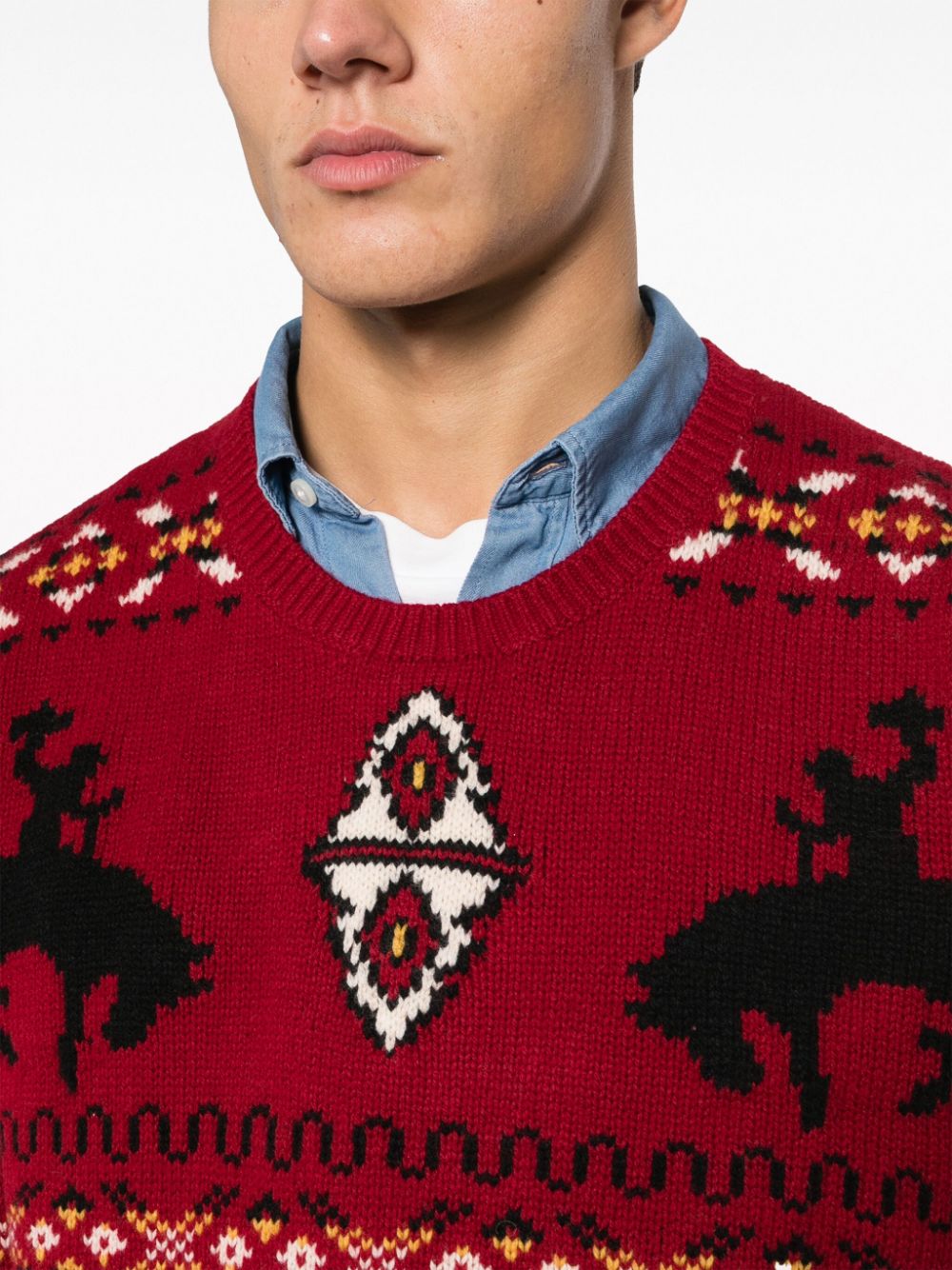 Shop Polo Ralph Lauren Fair Isle-knit Wool-blend Jumper In Red