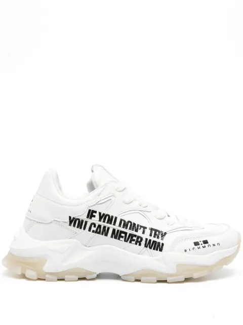 John Richmond 20026 slogan-print faux-leather sneakers