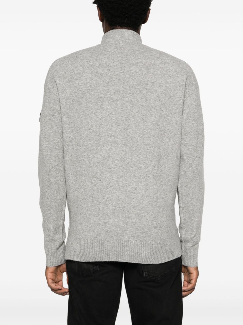 Shop Calvin Klein Logo-patch Fine-knit Jumper In Grey