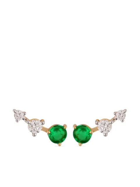 House of Meraki 18kt yellow gold Elizabeth emerald and diamond creeper earrings