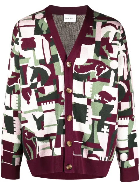 Drôle De Monsieur horse-motif patterned-intarsia cardigan