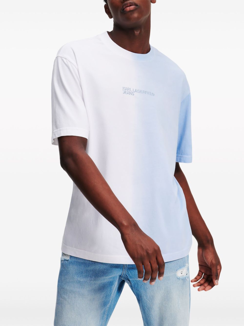 Karl Lagerfeld Jeans T-shirt met ombré-effect Blauw