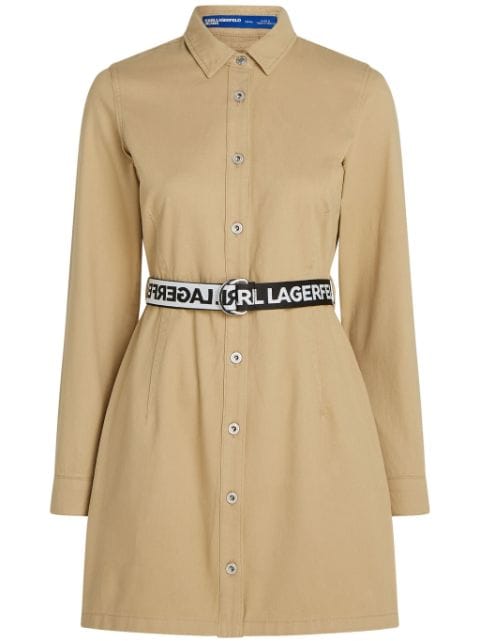 Karl Lagerfeld Jeans logo-belt long-sleeve shirt dress