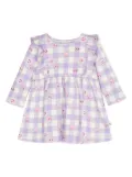 the bonnie mob check-print ruffle-trim dress - Purple