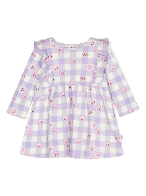 the bonnie mob vestido con ribete de volantes y cuadros estampados 