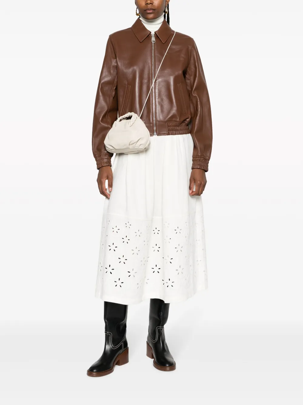 Hereu Bombom small leather shoulder bag - Beige