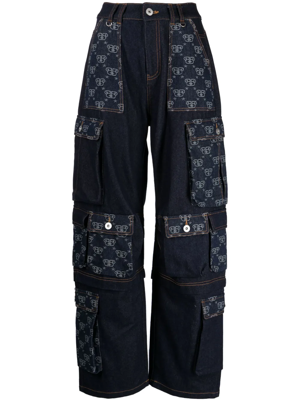 BAPY BY *A BATHING APE® high-rise monogram panelled jeans - Blue