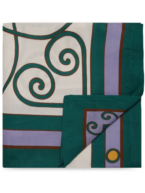 La DoubleJ graphic-print linen table cloth
