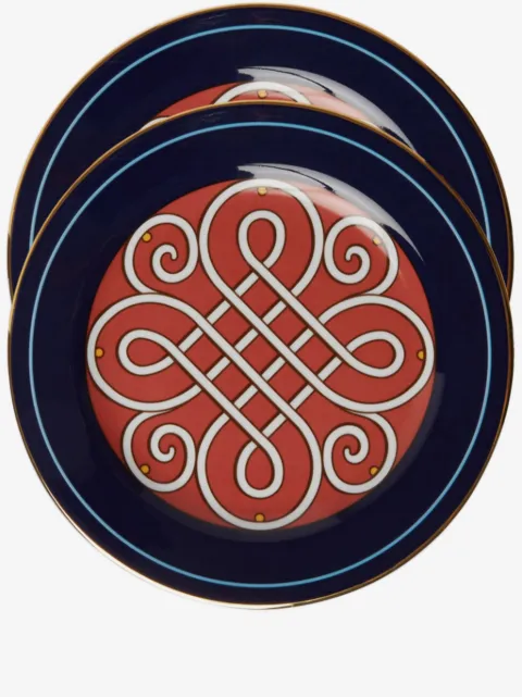 La DoubleJ filigree-print porcelain dessert plates (set of two)