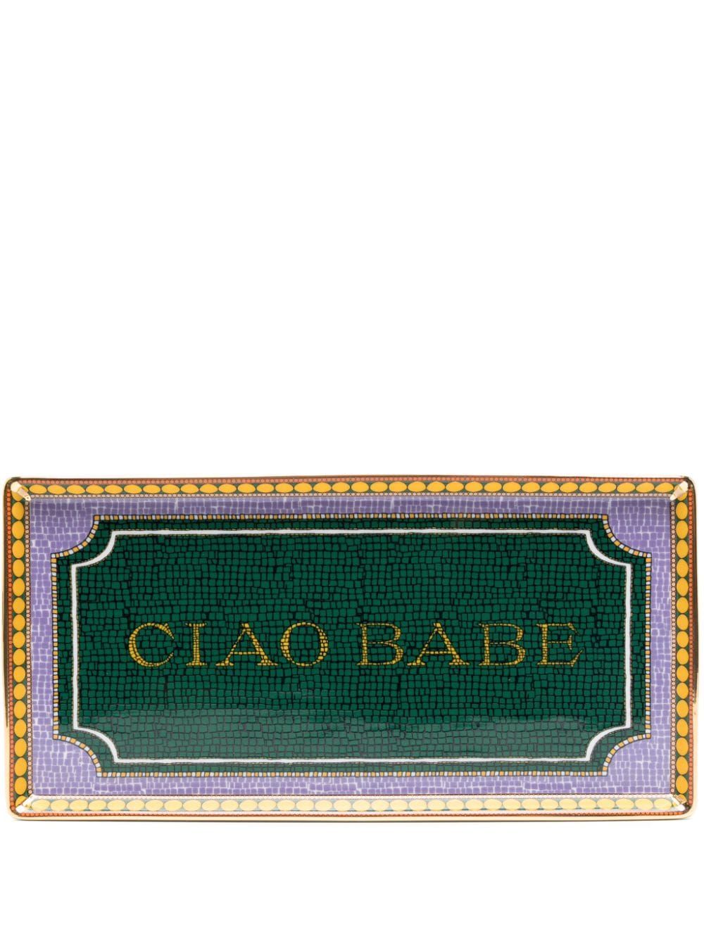 La Doublej Ciao Babe Mosaic Porcelain Tray In Green
