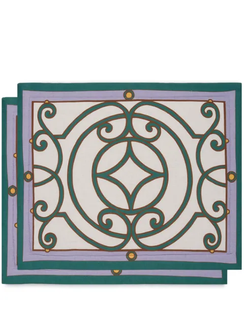 La DoubleJ filigree-print linen placemats (set of two)