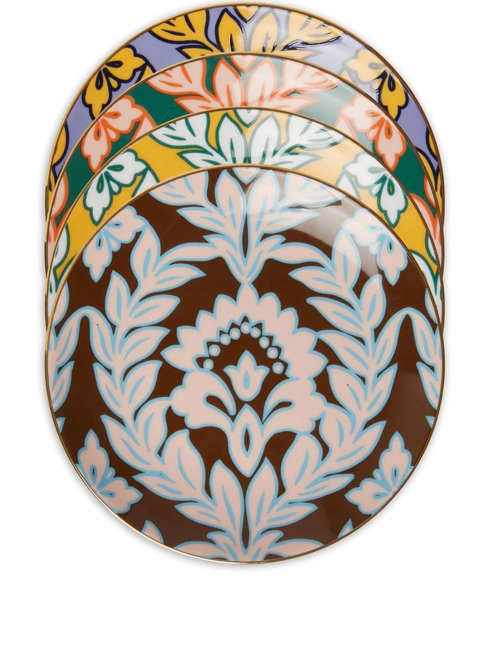 La Doublej Mixed Porcelain Side Plates (set Of 4) In Multicolour