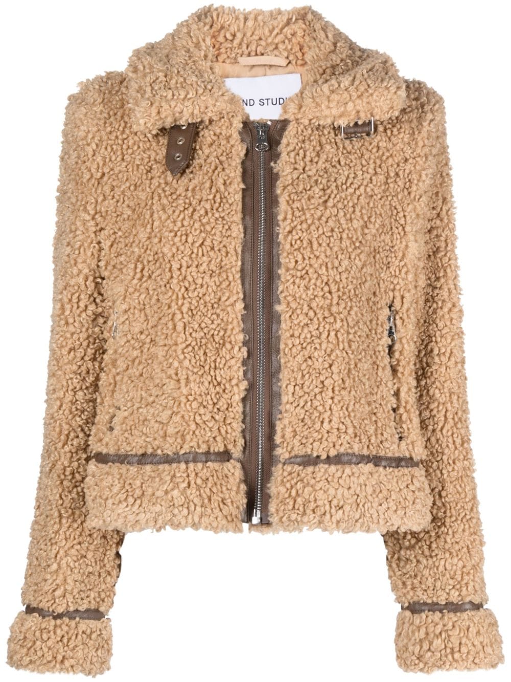 STAND STUDIO ZIP-UP FAUX-SHEARLING JACKET