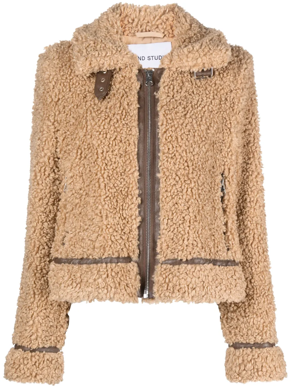 STAND STUDIO ZIP-UP FAUX-SHEARLING JACKET