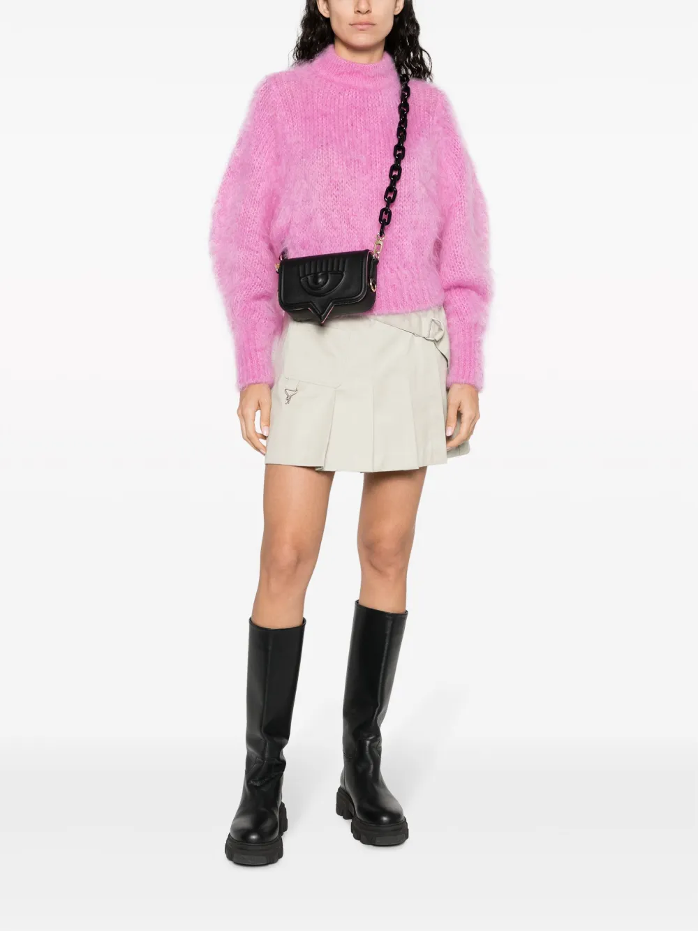 Chiara Ferragni Eyelike logo-embossed shoulder bag - Zwart