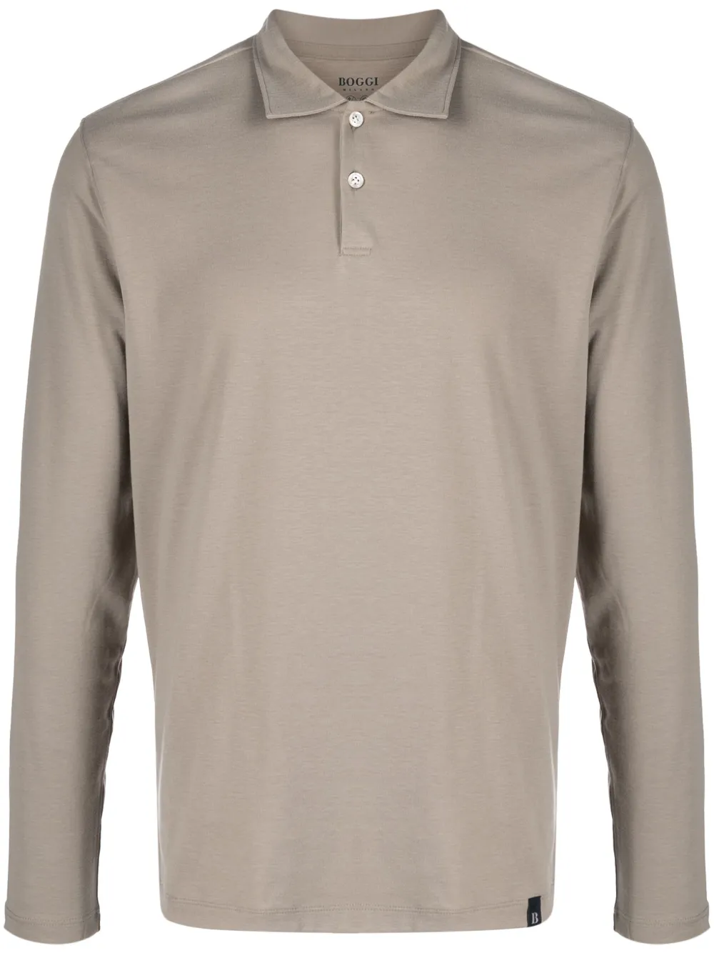 Boggi Milano Poloshirt met lange mouwen Beige