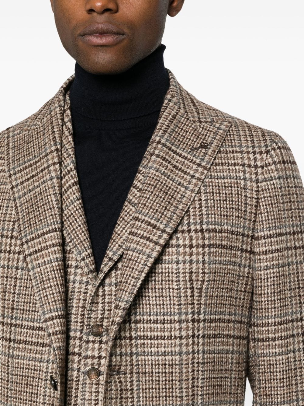 Shop Tagliatore Houndstooth-pattern Single-breasted Blazer In Brown
