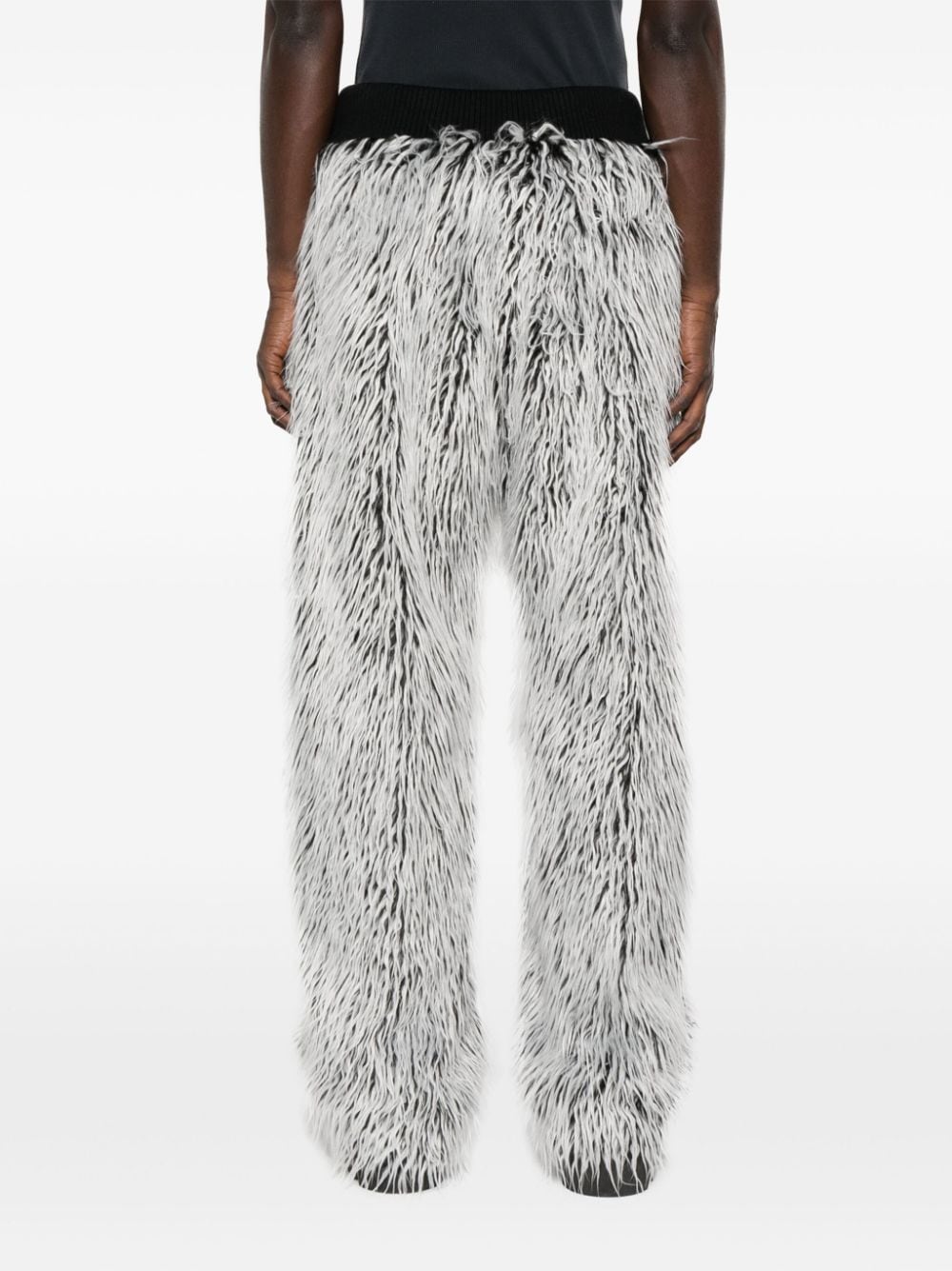 Shop Dolce & Gabbana Faux-fur Tailored-cut Trousers In Black